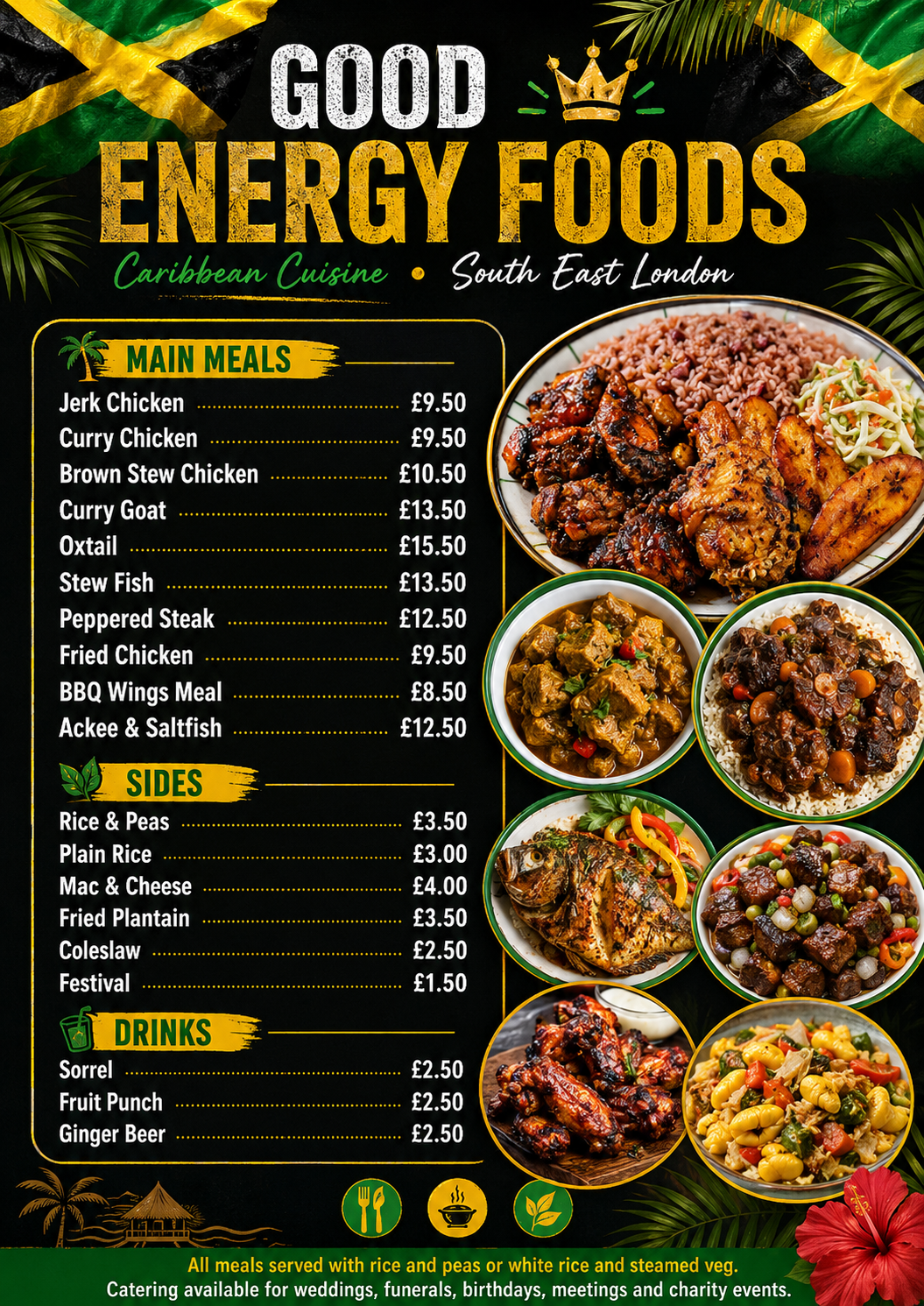 Full Good Energy Foods menu poster